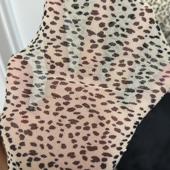 American Eagle Mesh Cropped Corset Top in Cream Black Cheetah Leopard Print XS - Picture 4 of 8